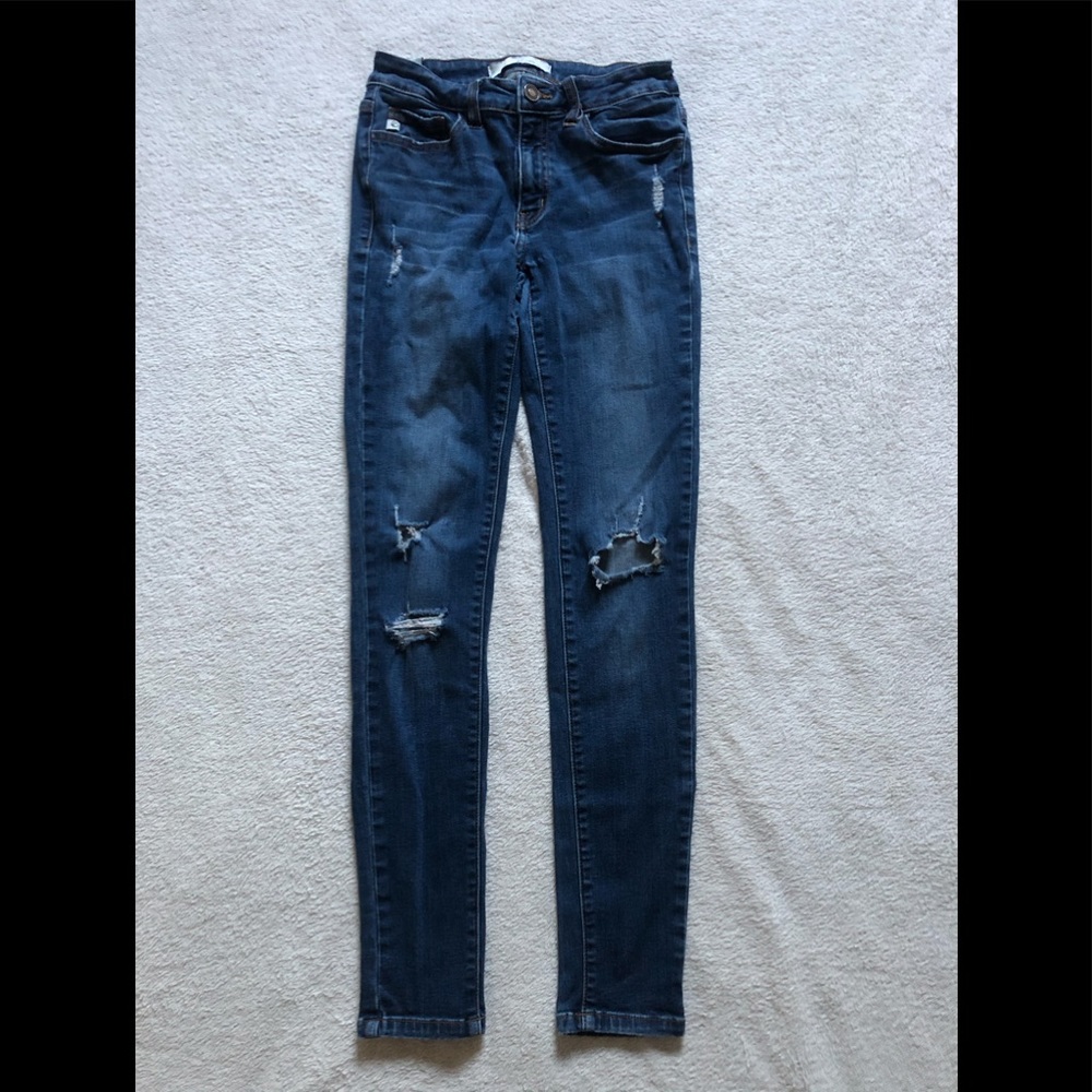 Kan Can Women’s Mid Rise Distressed Skinny Jeans - Picture 3 of 5